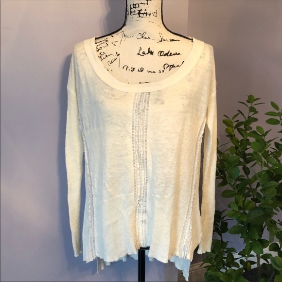 Free People Ribbed Lace Trim Pullover - Picture 2 of 6